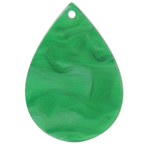 31x22 mm acetate teardrop pendant - Pearlescent marbled green x1
