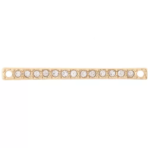 30x2mm bar spacer with rhinestones - Gold - Crystal x1