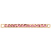 30x2mm bar spacer with rhinestones - Gold - Pink x1|raw }}