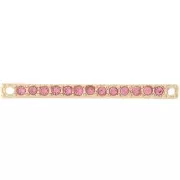 30x2mm bar spacer with rhinestones - Gold - Pink x1