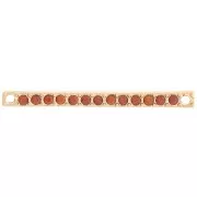 30x2mm bar spacer with rhinestones - Gold - Cognac x1