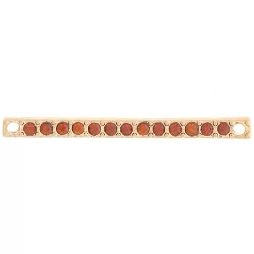 30x2mm bar spacer with rhinestones - Gold - Cognac x1