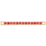 30x2mm bar spacer with rhinestones - Gold - Red x1|raw }}