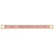 30x2mm bar spacer with rhinestones - Gold - Light pink x1|raw }}