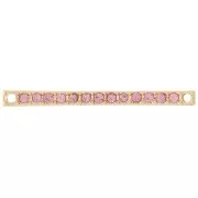 30x2mm bar spacer with rhinestones - Gold - Light pink x1