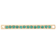 30x2mm bar spacer with rhinestones - Gold - Petrol blue x1