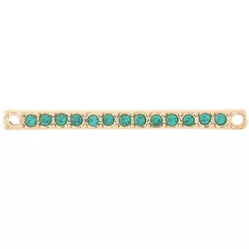 30x2mm bar spacer with rhinestones - Gold - Petrol blue x1