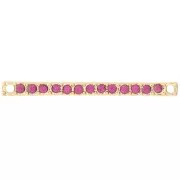 30x2 mm bar spacer with rhinestones - Gold - Fuchsia x1