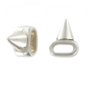 Spike Slider bead for 5mm lace Old Silver tone x1