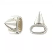 Spike Slider bead for 5mm lace Old Silver tone x1