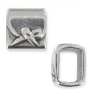 rectangle Slider bead 14,7x12mm laces Antique Silver Plating x1