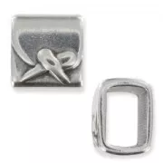 rectangle Slider bead 14,7x12mm laces Antique Silver Plating x1