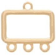 16x17mm 3-ring Rectangle hollowed-out chandelier pendant - Gold Ton,e x1