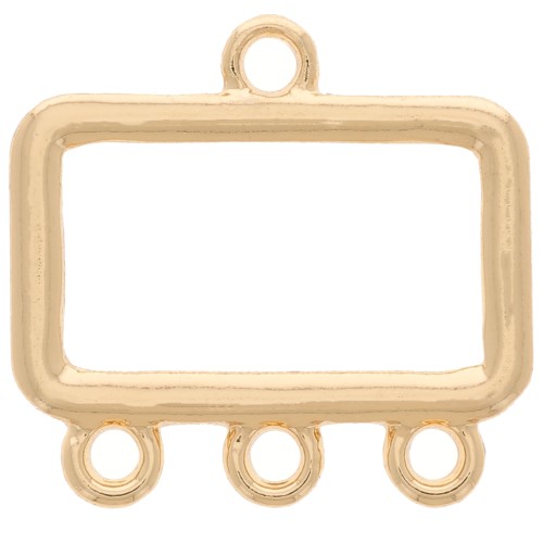 16x17mm 3-ring Rectangle hollowed-out chandelier pendant - Gold Ton,e x1