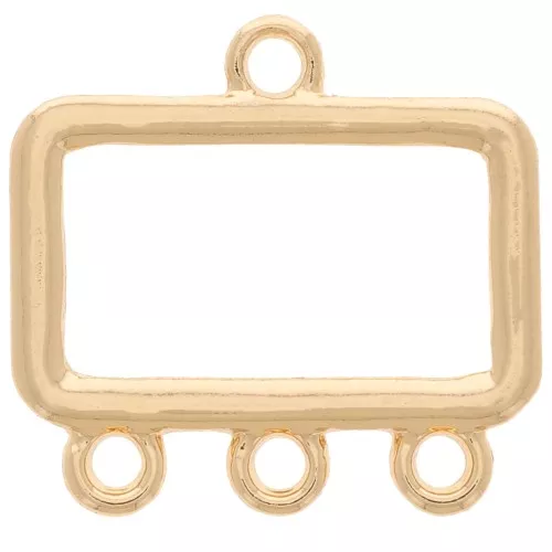 16x17mm 3-ring Rectangle hollowed-out chandelier pendant - Gold Ton,e x1