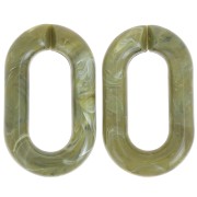 39x23mm Oval acrylic link - Marbled Olive - White x1