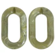 39x23mm Oval acrylic link - Marbled Olive - White x1