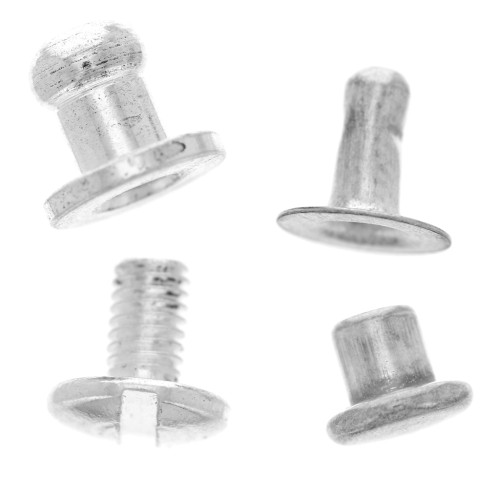 Clasp and  rivet for leather bracelet base 2 turns 10 mm Silver tone x1