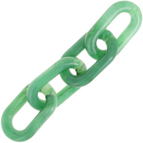 39x23mm Oval acrylic link - Green Marbled x1