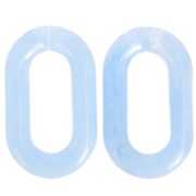39x23mm Oval acrylic link - Sky Blue Marbled - White x1