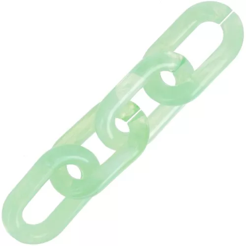 39x23mm Oval transparent acrylic link - Marbled Mint - White x1