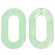39x23mm Oval transparent acrylic link - Marbled Mint - White x1