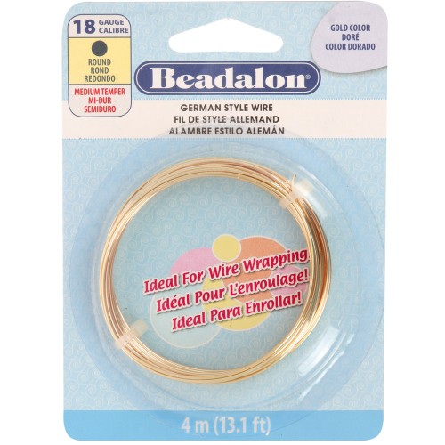 1.02 mm Round Brass Wire - German Style Wire - Gold-Plated x 4 m