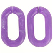 39x23mm Oval transparent acrylic link - Purple marbled - White x1