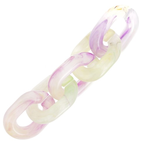 24x18mm Oval transparent acrylic link - Marbled Violet - Green x1