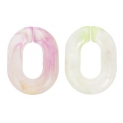 24x18mm Oval transparent acrylic link - Marbled Violet - Green x1