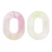 24x18mm Oval transparent acrylic link - Marbled Violet - Green x1