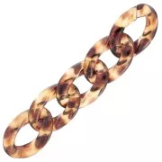 29x20mm Oval twisted acrylic link - Leopard pattern - Brown - Beige x1
