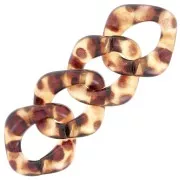 37x35mm Square twisted transparent acrylic link Leopard pattern - Brown - Beige x1