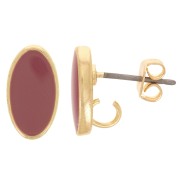 12x7mm Oval earstuds with epoxy resin - Gold - Antique Pink x2|raw }}