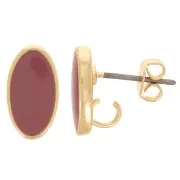 12x7mm Oval earstuds with epoxy resin - Gold - Antique Pink x2