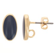 12x7mm Oval earstuds with epoxy resin - Gold - Midnight blue x2|raw }}