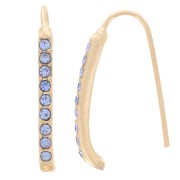 22x2mm rhinestone earwires with hole - Gold Tone - Light blue x2
