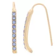 22x2mm rhinestone earwires with hole - Gold Tone - Light blue x2