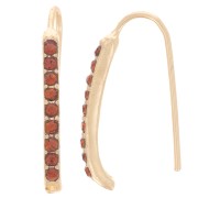 22x2mm rhinestone earwires with hole - Gold Tone - Cognac x2|raw }}