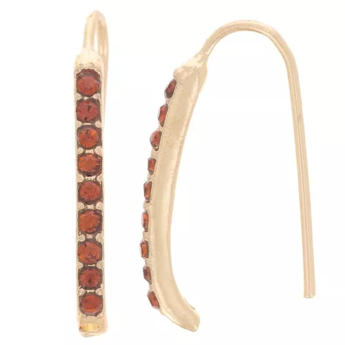22x2mm rhinestone earwires with hole - Gold Tone - Cognac x2