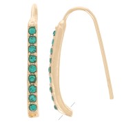 22x2mm rhinestone earwires with hole - Gold Tone - Petrol blue x2