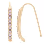 22x2mm rhinestone earwires with hole - Gold Tone - Lilac x2