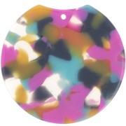 35x36.5mm Round cut-out pendant - Tortoiseshell Fuchsia - Blue - Camel x1|raw }}