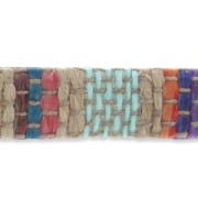 Lace leather covered with a linen weave 10mm Aqua x30cm
