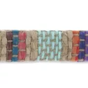 Lace leather covered with a linen weave 10mm Aqua x30cm