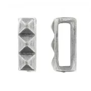 Decorated Slider bead for lace 10mm old-silver tone x1