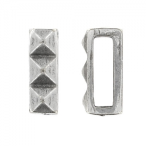 Decorated Slider bead for lace 10mm old-silver tone x1