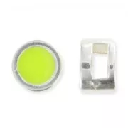 round slider bead for 5mm cords Old silver tone/Yellow fluo x1