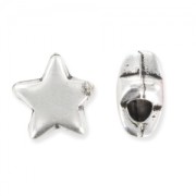 Slider bead Star for 2,5mm cords Old silver tone x1