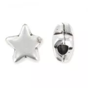 Slider bead Star for 2,5mm cords Old silver tone x1
